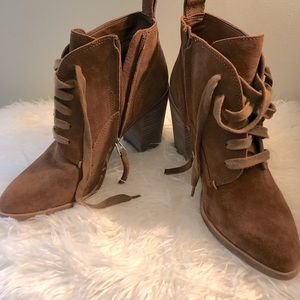 Size 10 brown suede booties.